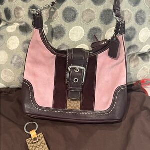 Coach Two-Tone Pink and Brown Shoulder Bag